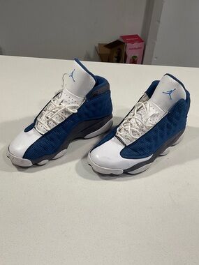 Jordan Blue and White 13 Retro Jordan Basketball Shoes